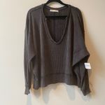 Free People  We The Free Buttercup Thermal in Black/Grey Deep V-Neck - Size XS Photo 4