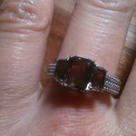 Brazilian Smoky Quartz Stainless Steel Three Stone Fancy Ring (Size 9) Photo 5