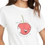 AGOLDE  T-Shirt Tee Thank You Cherry Much Fruit Print Short Sleeve White‎ Size XS Photo 0