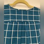 L.L. Bean Size S Cotton Collarless Teal Ivory Plaid Long Sleeve Popover Shirt Blue Photo 6