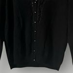 City Chic  Black‎ Lace Trim Crystal Button Cardigan Medium V-Neck Knit Sweater Photo 3