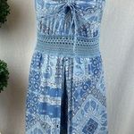 No Boundaries  Blue & White Paisley Print Attached Shorts Sleeveless Maxi Dress S Photo 0