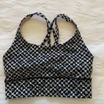 Lululemon Energy Bra Long Line Black White Checkered RARE Photo 0