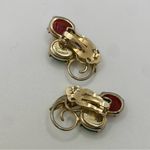 Vintage Burt Cassell Egyptian Revival Scarab Earrings 1/20 12K Gold Filled Red Photo 2