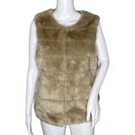 Joie Faux Fur Vest Womens M Tan Beige Quiet Luxury Boho Old Money Urban Chic Photo 1