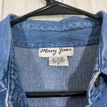 Mary Jane Lady Bug Beetle Embroidered Button Down Chambray Overshirt sz S Small Blue Photo 9