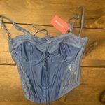 Edikted  Blue Lace Corset Top Boning Goth Fairy Steampunk Bustier‎ Medium NEW Photo 0