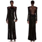 THE ATTICO Sequin Cut Out Chain Neck Gown in Black 42 4 Photo 14