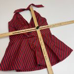 Anthropologie Odille Tank Top Women Size 6 Red Melosa Stripe Peplum Halter Y2K Photo 9