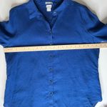 Chico's  No Iron Linen Button Front Shirt Blue Size 2 US 12 Lightweight Comfy Photo 6