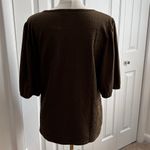 Talbots NWT!  Classic Burnt Olive Pucker Knit Short Puff-Sleeve Top Size XL Photo 3