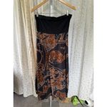 Kalaheo Hawaiian Tropical Stretch Strapless Smocked Back Brown Midi Dress XL Black Photo 1