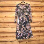 Mac Duggal NWT  Black Floral Embroidered Tea Length Dress Photo 9