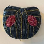 Vintage Black Red Beaded Coastal Pinup Rockabilly Preppy Zip Top Coin Pu… Photo 0