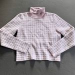 Coco and Shay Houndstooth Pink White Turtleneck Sweater Cut Out Back XS Photo 0