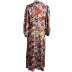 Boden Button Detail Satin Tea Midi Dress Moire Bloom Red Size 6 Photo 9