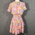 Hello Molly Floral Mini Dress Large Tie Front Ruffle Skirt Cutout Waist Photo 6