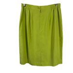 City Silk Lime Green Silk Pencil Skirt Elastic Waist Size 10 Vintage Y2K Office Photo 3