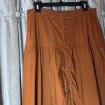 Old Navy Tiered Button Front A-Line Brown Midi Skirt in Size Large Photo 6