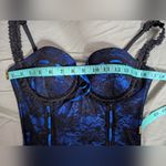 Frederick's of Hollywood NWOT Y2K  Lace Corset Top Women's Large Blue/Black Photo 5