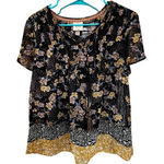 Knox Rose  Floral Black and Gold Women's Top Photo 0