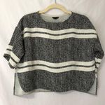 Topshop Grey Striped Cropped Blouse Split Sides Womens 0 Oversized Crop Top Photo 0