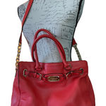 Michael Kors Red Leather Large Hamilton Tote Purse Photo 0
