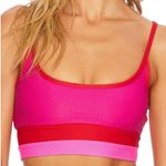 Beach Riot  Fuschia Red Neon Pink Color Block Ribbed Bikini Swim Top size XS Photo 1