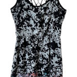 Studio Y Strappy Floral Fit & Flare Mini Dress Size Small Black Pink Spring Summer Photo 0