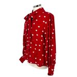 Unique Vintage Gwen Red White Heart Print Blouse Puff Sleeve Size Large Photo 3