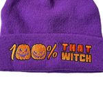 Happy Halloween 100% That Witch Beanie Purple Orange One Size Fits Most Photo 2