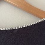 Elie Tahari  Rhinestone Edged V Neck Sweater Pleated Puff Short Sleeve Black S Photo 4