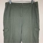 Chico's Chico’s Linen Blend Olive Green Cargo Ankle Pants Photo 1