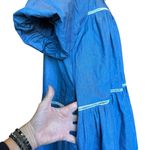 En Saison Anthropologie Tara Puff Sleeve Babydoll Shirt Dress Women’s Large Blue Photo 7