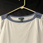 Lauren Ralph Lauren White Chambray Zip Shoulder Tee Size L Photo 5