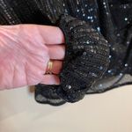 Grace Karin  Small Black Sequin Blouse with Side Rouching Photo 2