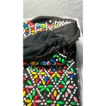 Vintage Boho Beaded Shoulder Bag Multi Color Flower 70's Fringe Festival Bag Black Photo 11