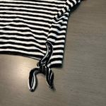 Madewell  Womens XL Striped Tie Side T Shirt Top Black White Short‎ Sleeve Photo 3