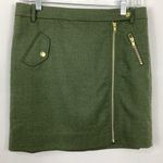 J.Crew  Green Wool Blend Military Style  Zipper Skirt Size 6 Photo 0