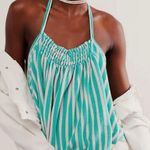 Free People NEW  We The Free Coastal Town Halter Top Green White Large Coconut Photo 0