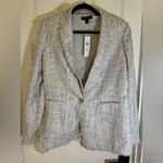 Ann Taylor  NWT Fringe Tweed Shawl Collar Jacket‎ Size 10T Photo 3
