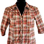 No Boundaries  Juniors Plaid Button-Down Tunic Top Size L (11/13) Multicolor Photo 4