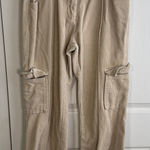 Et Clet  cream corduroy wide leg cargo pants size small Photo 0
