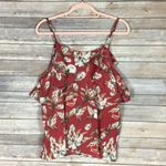 Plus Ruffle spaghetti straps sleeveless boho‎ Hawaiian tropical tank top 2XL Red Size XXL Photo 1