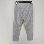 Zella Womens Cropped Leggings Shimmer Metallic Mesh High Waist Sliver| SMALL Photo 1