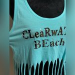 Miami Style EUC  Blue and Black Clearwater Beach Cropped Fringe Tank size large Photo 1