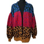Farm Rio  Oversized Mixed Leopard Print Open Front Cardigan(Size Small) Photo 3
