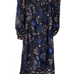 Farm Rio  Black Macaw Forest Tropical Print Tie Cutout Blouson Midi Dress Large Photo 6