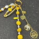 Handmade 💛  Beaded Charm‎ Keychain – Yellow & Gold Accents Charm Keychain Photo 2