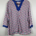 Talbots Womens Top Large Geo Print 100% Cotton Lightweight Blouse Novelty Boho Photo 0